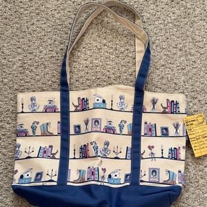 Out of Print Navy and Beige Literary Tote